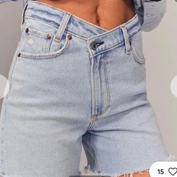 Abercrombie & Fitch Pants - Abercrombie & Fitch Asymmetrical Light Blue Denim Shorts